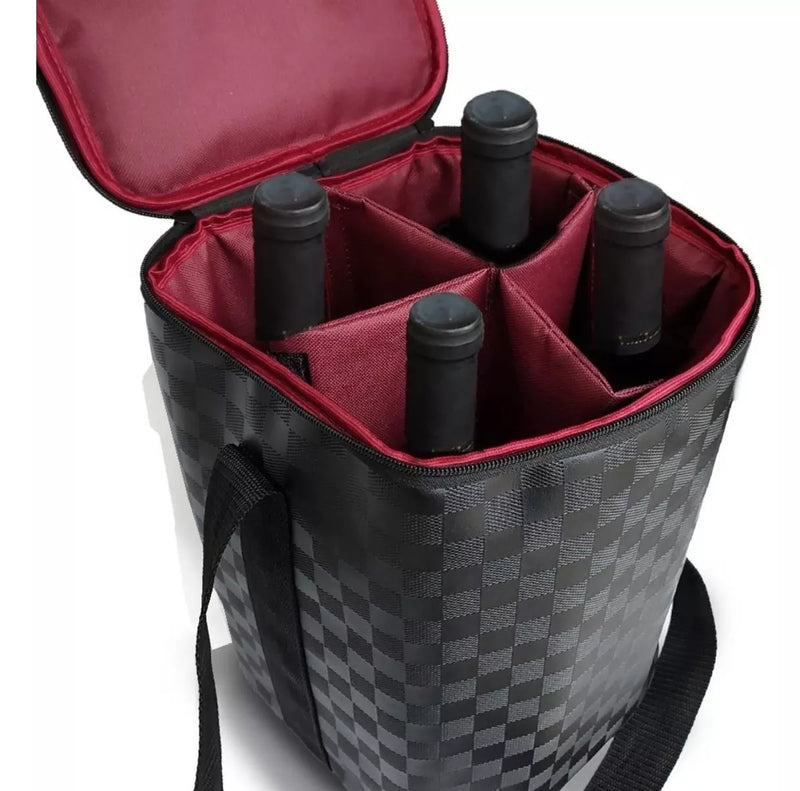 Bolsa Térmica Wine Bag - Porta Vinho 4 Garrafas